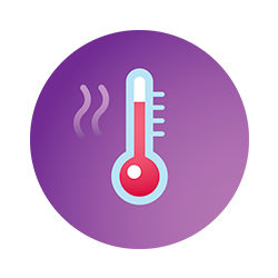 Thermometer-Symbol in einem blauen Kreis